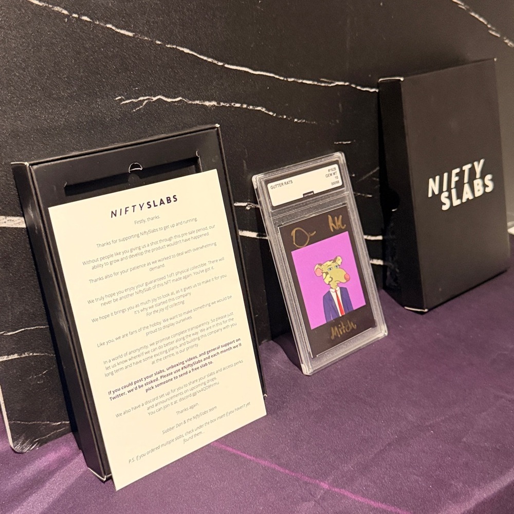 Nifty Slabs Graded Gutter Rat NFT from Gutter Cat Gang (Signed by the Founders)